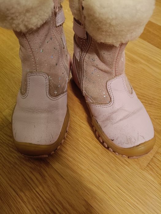 Skórzane buty zimowe kozaki ocieplane wełna 24 Bartek