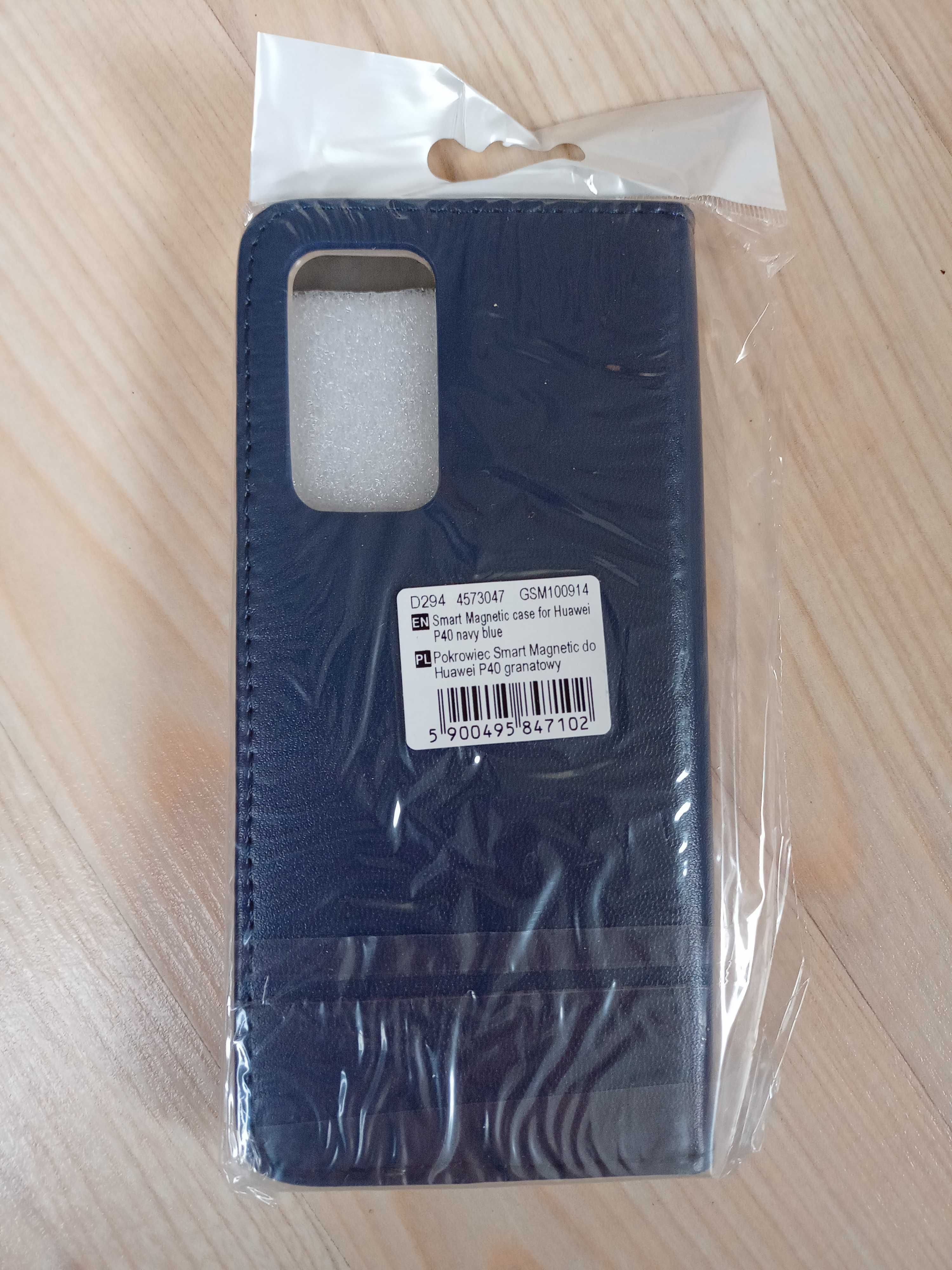 etui huawei P40 pro, z klapką na magnes, granatowe