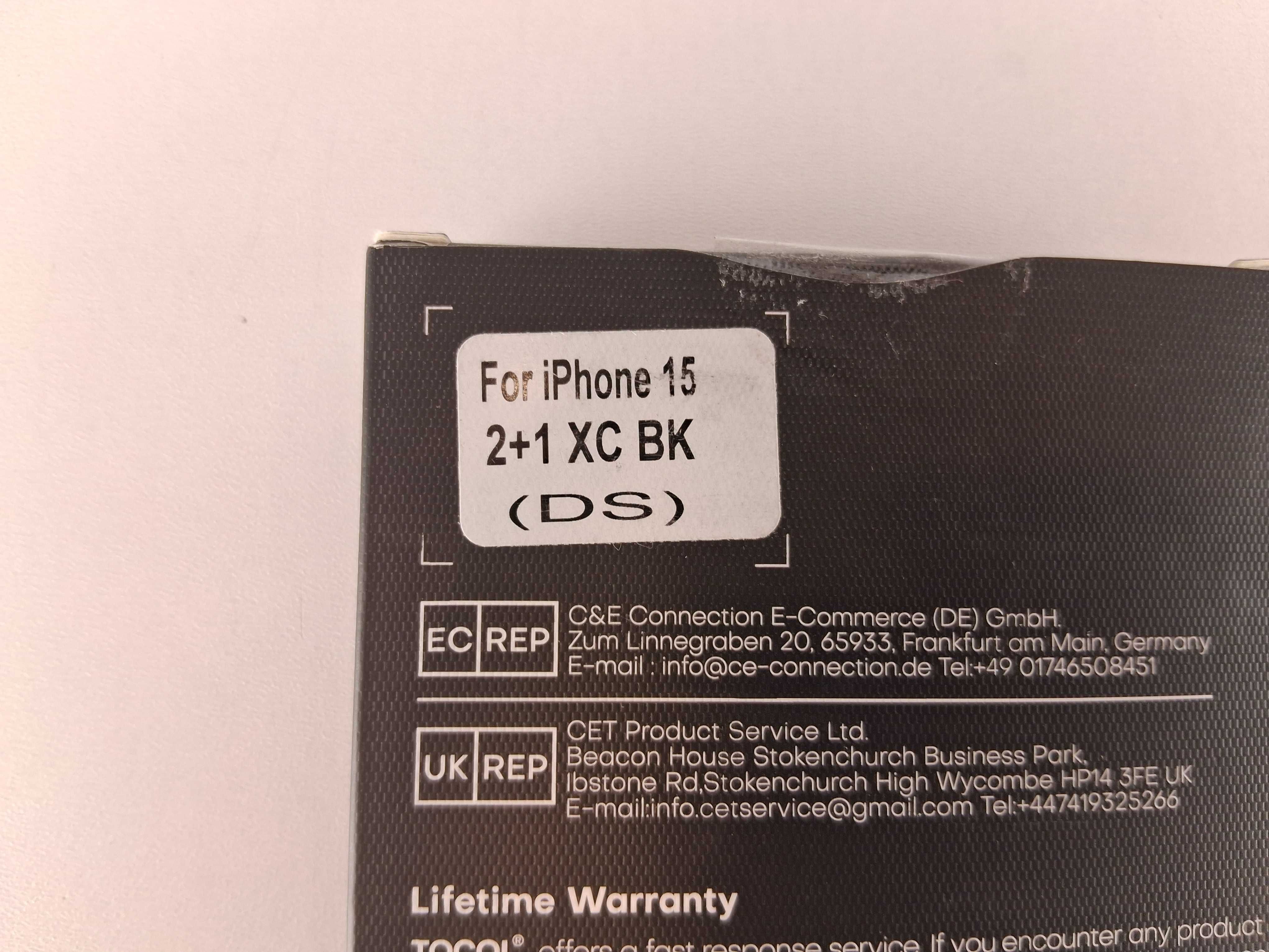 Y122 Etui Tocol i Szkło Hartowane iPhone 15 2+1 Czarny