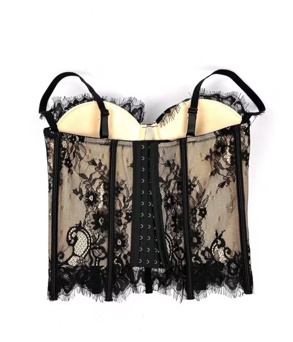 Чорний мереживний корсет