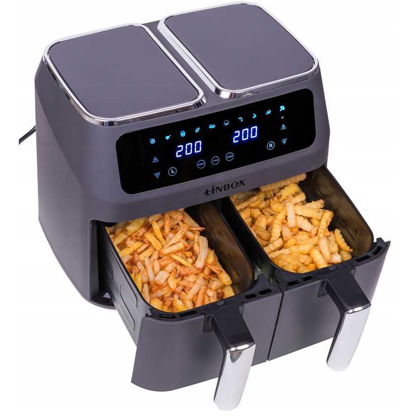 Frytkownica 2x4L / 2500W beztłuszczowa LINBOX Air Fryer Grafitowa