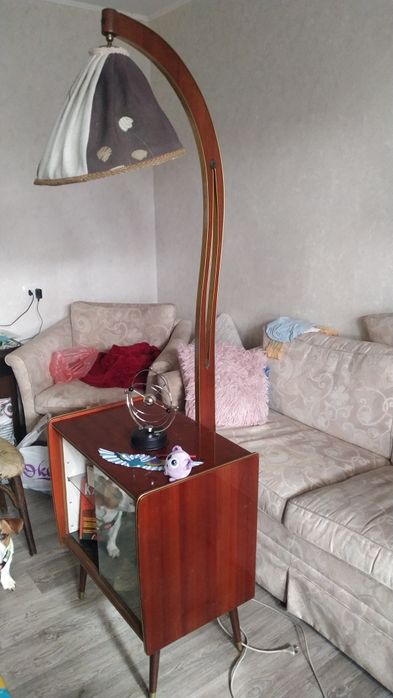 Винтажный  торшер абажур тумба с лампой ГДР