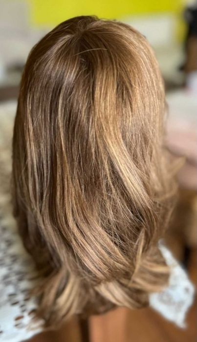 Peruka ALIZEE z naturalnych włosów słowiańskich, ciemny brąz