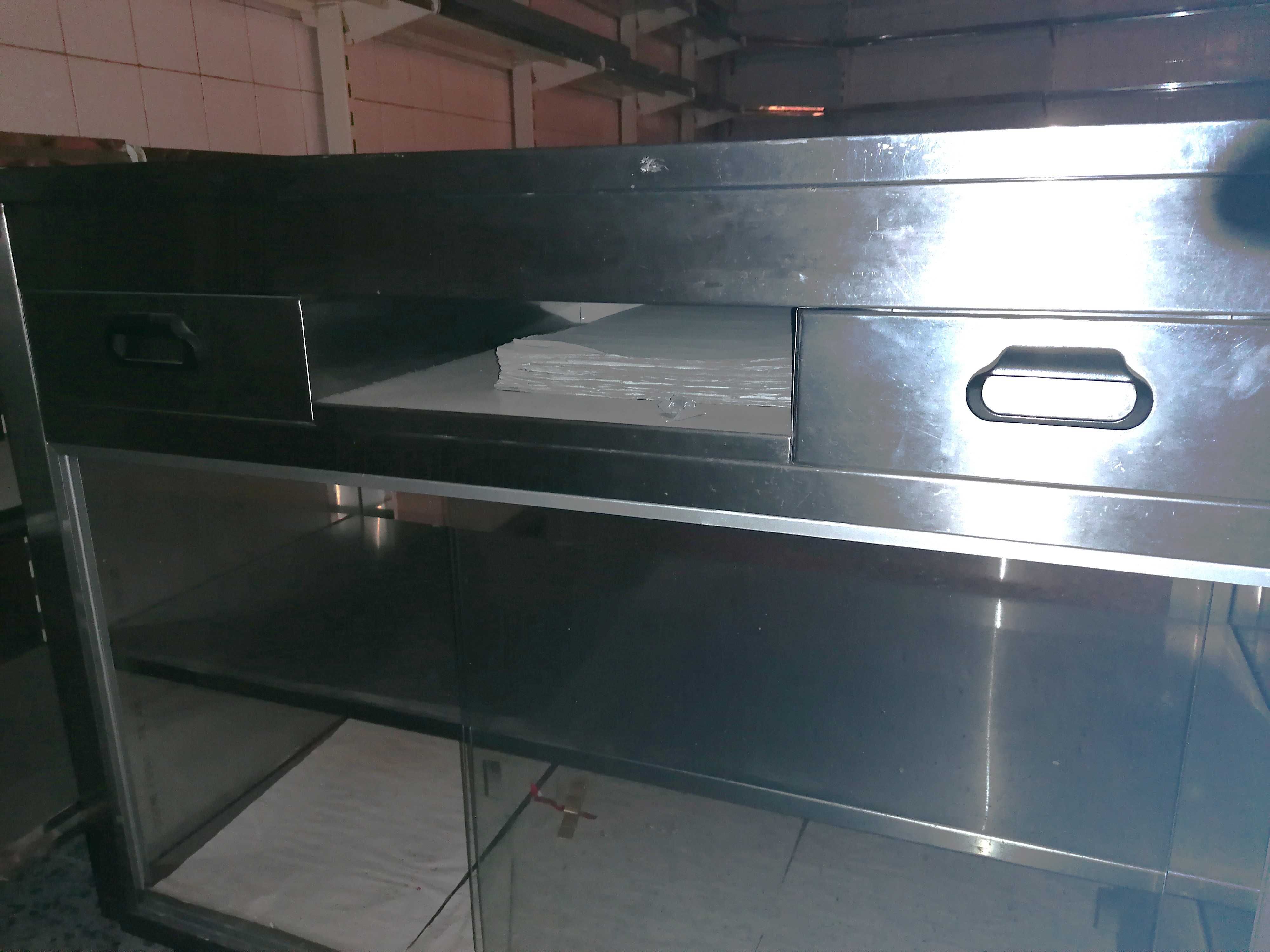 Balcão expositor inox p/ comércio – 1,25m – ótimo estado
