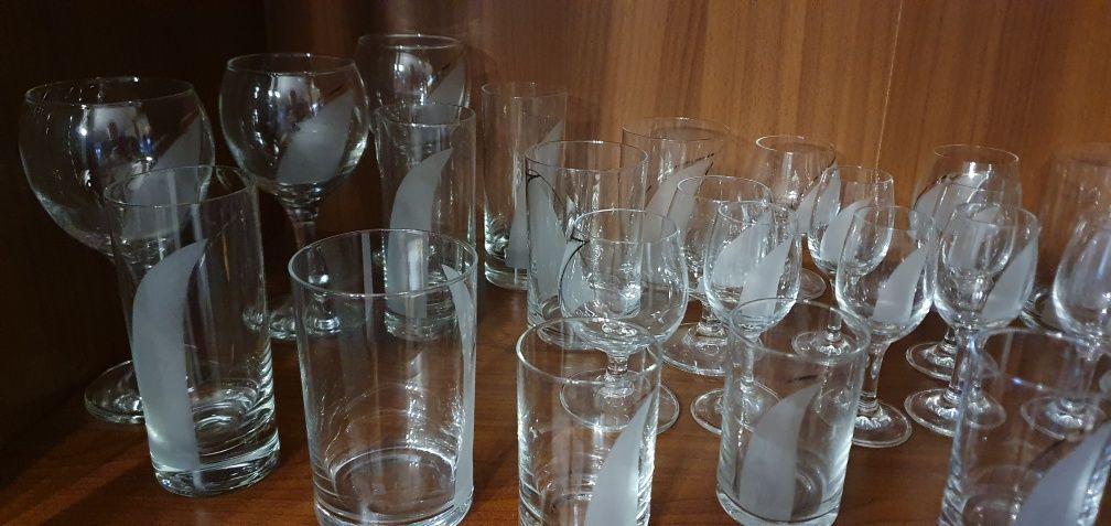 Krosno zestaw Szkło   szklanki,kileliszki,litetatkiKrosno Płetwa