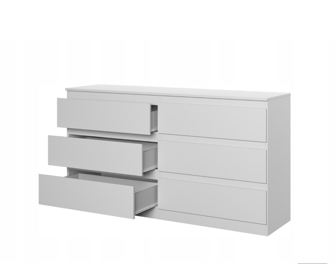 Komoda biała mat 6 szuflad 156cm