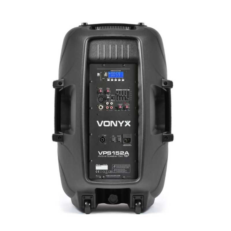 Conjunto Colunas 2×15″ 1000W – SD / USB / BT / Suportes – VONYX