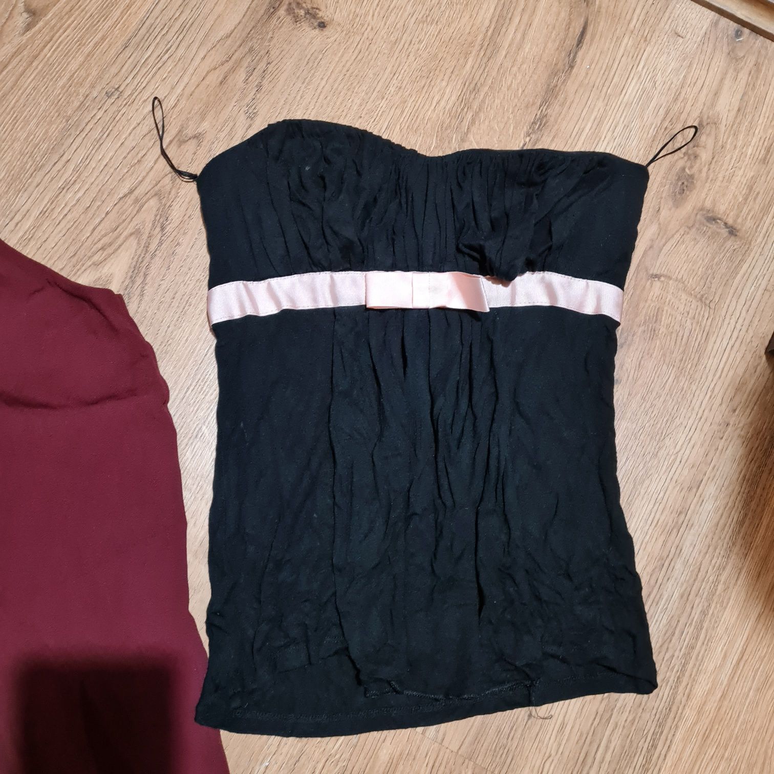 Jigsaw la senza bluzka halter elegancja bordowa plus top czarny z koka