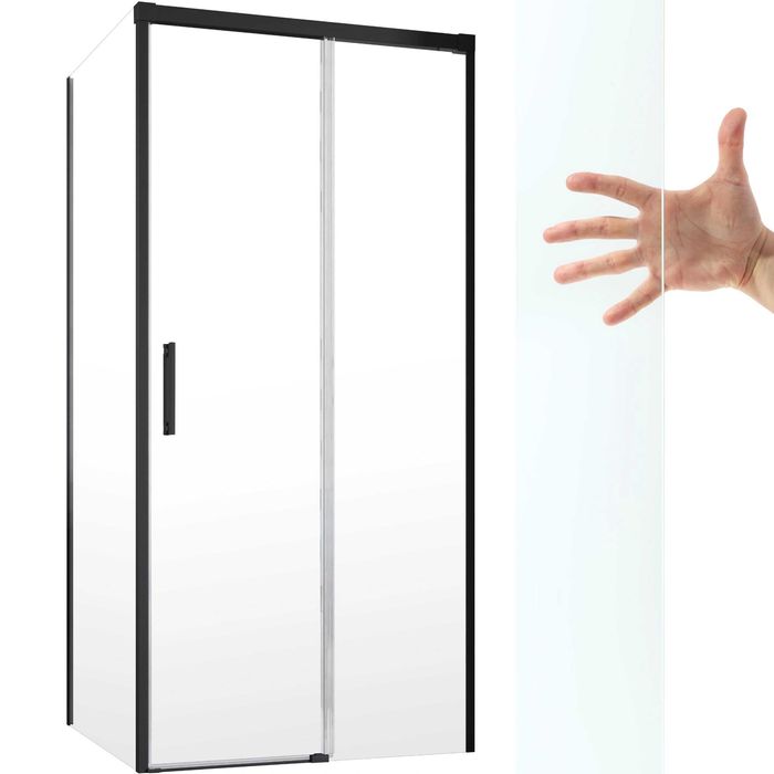 RADAWAY Idea Black KDJ 120x80 cm - prawa - przejrzyste