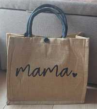 Nowa jutowa torba z napisem Mama. Prezent na Dzień Matki