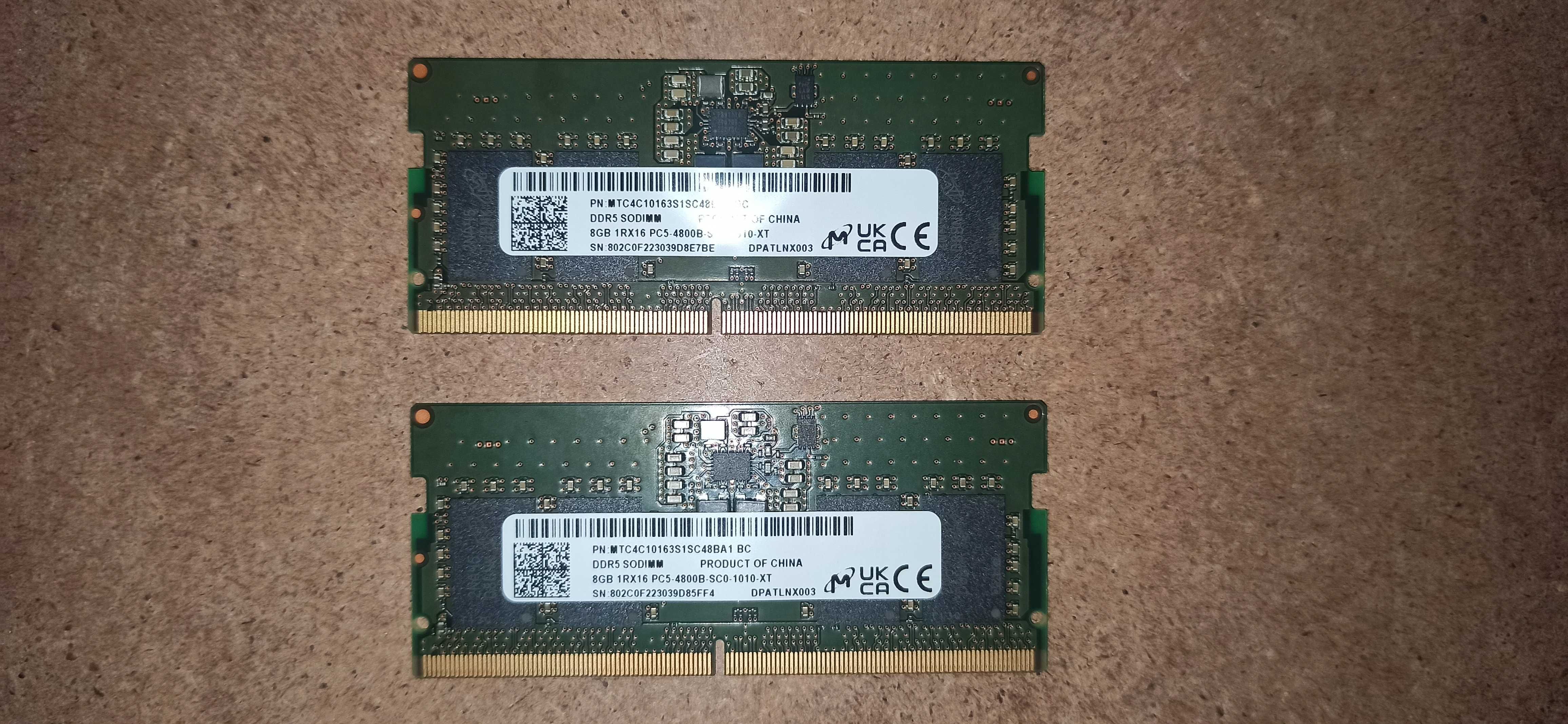 Оперативна пам'ять DDR 5 SODIMM 16gb (8+8) 4800