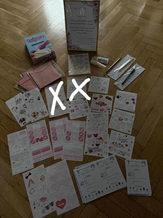 Zestaw do księgi gości: ankiety weselne, naklejki, długopisy