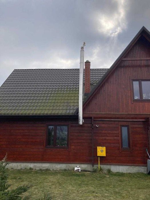 sprzedaż montaż koza piec ROLLO z komin zewnętrznym z rur kwasowych