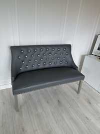 Sofa ławka glamour ekoskóra salon kryształki szara srebrna
