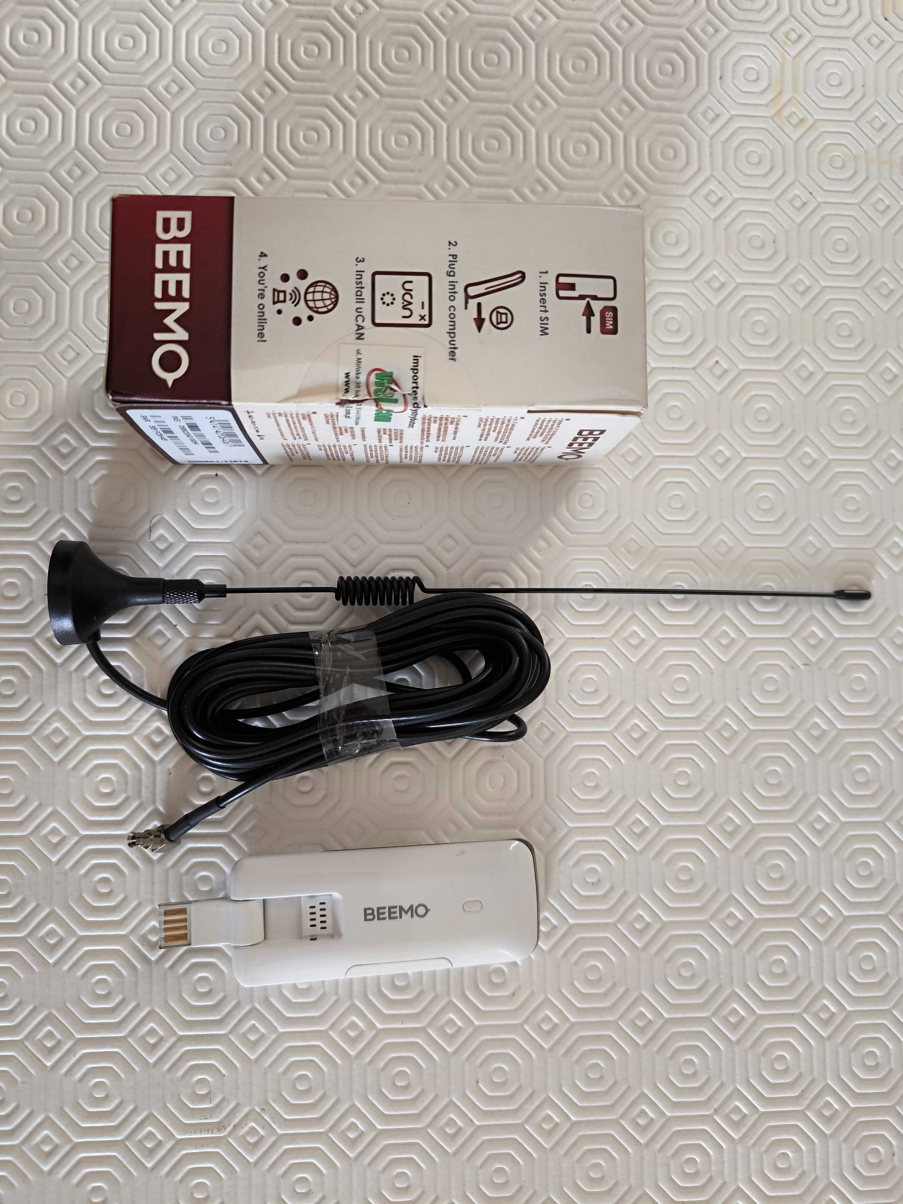 Opcja Beemo 4G USB Modem wraz z anteną magnetyczna WiFi RP-SMA 5dBi 3m
