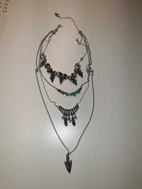 Oriental wisiorek biżuteria pióra metal srebrny wisior łańcuszek hoboo