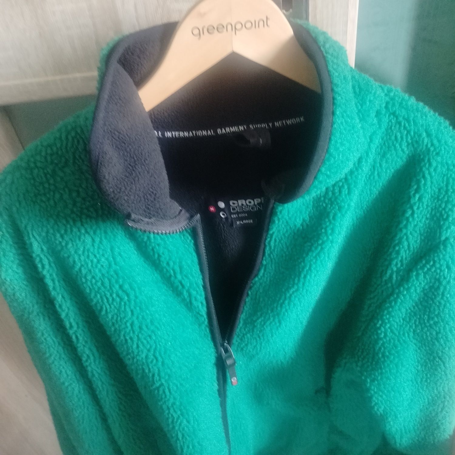 Bluza damska męska zielona Cropp kurtka zamek kieszenie miś polar XL X