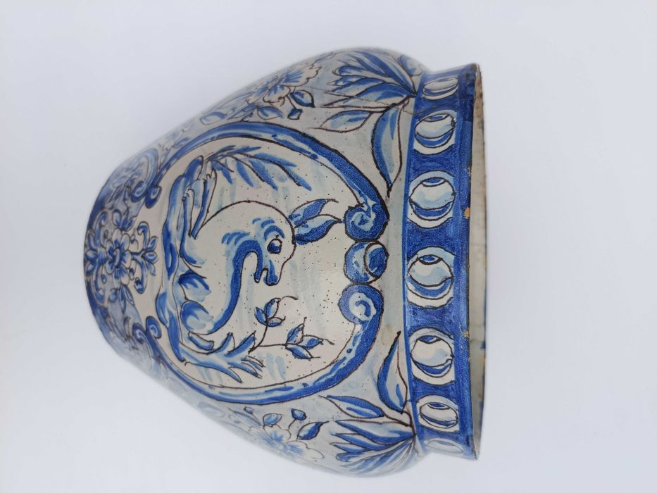 Vaso Cachepot Faiança Portuguesa St’ Anna Séc XVIII 24 cm