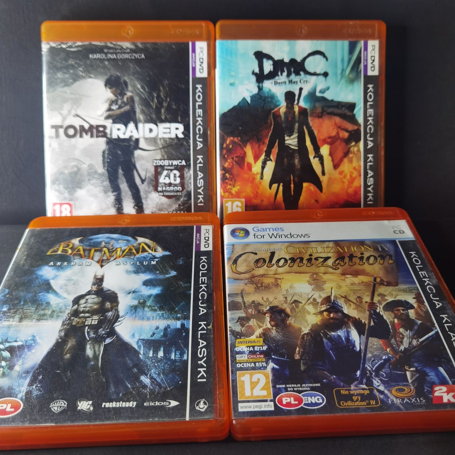 Zestaw gier Tomb Raider Dmc, Batman, Civilization 4