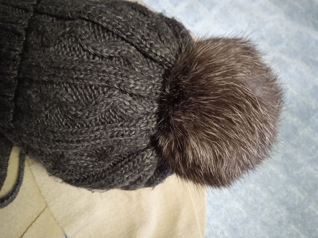 Комплект тепла зимова шапка на флісі і шарф теплая зимняя шапка флис