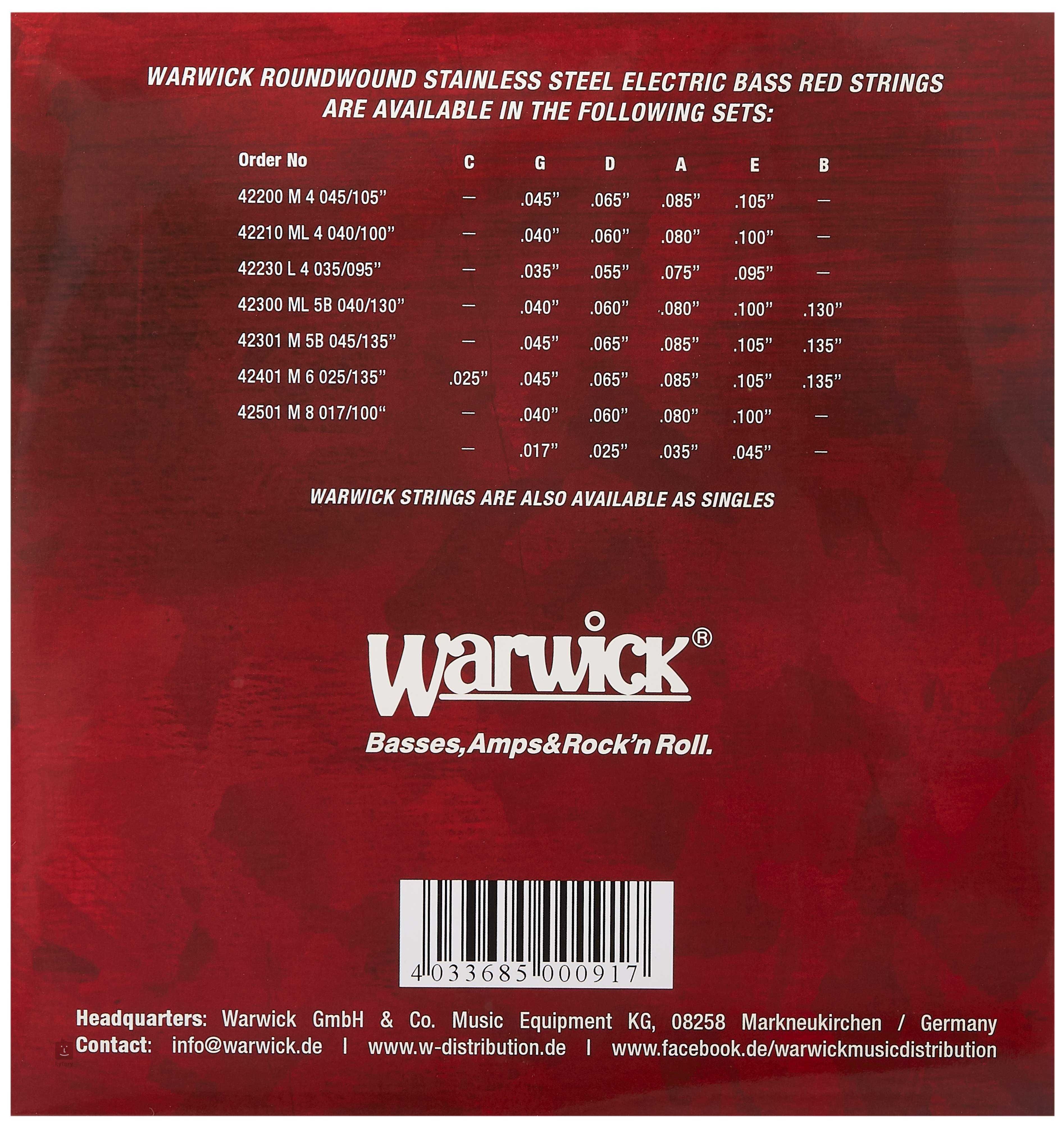 Struny Warwick 46200 do basu gitary basowej 45 -105 niklowy oplot