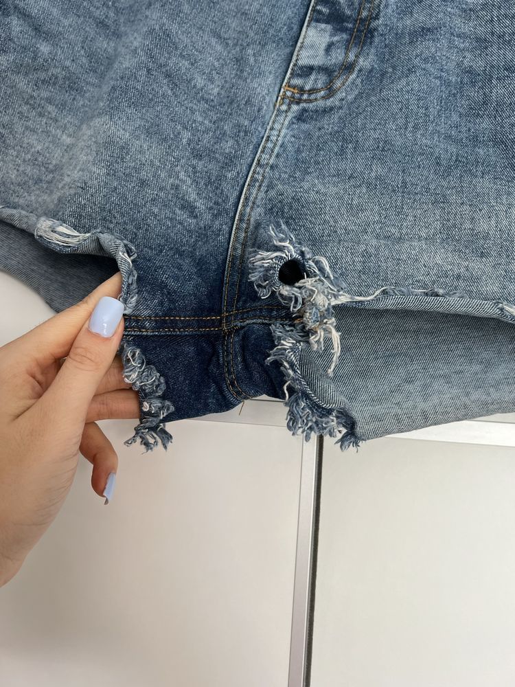 Krótkie spodenki jeansowe XL szorty z wysokim stanem dżinsowe dziury