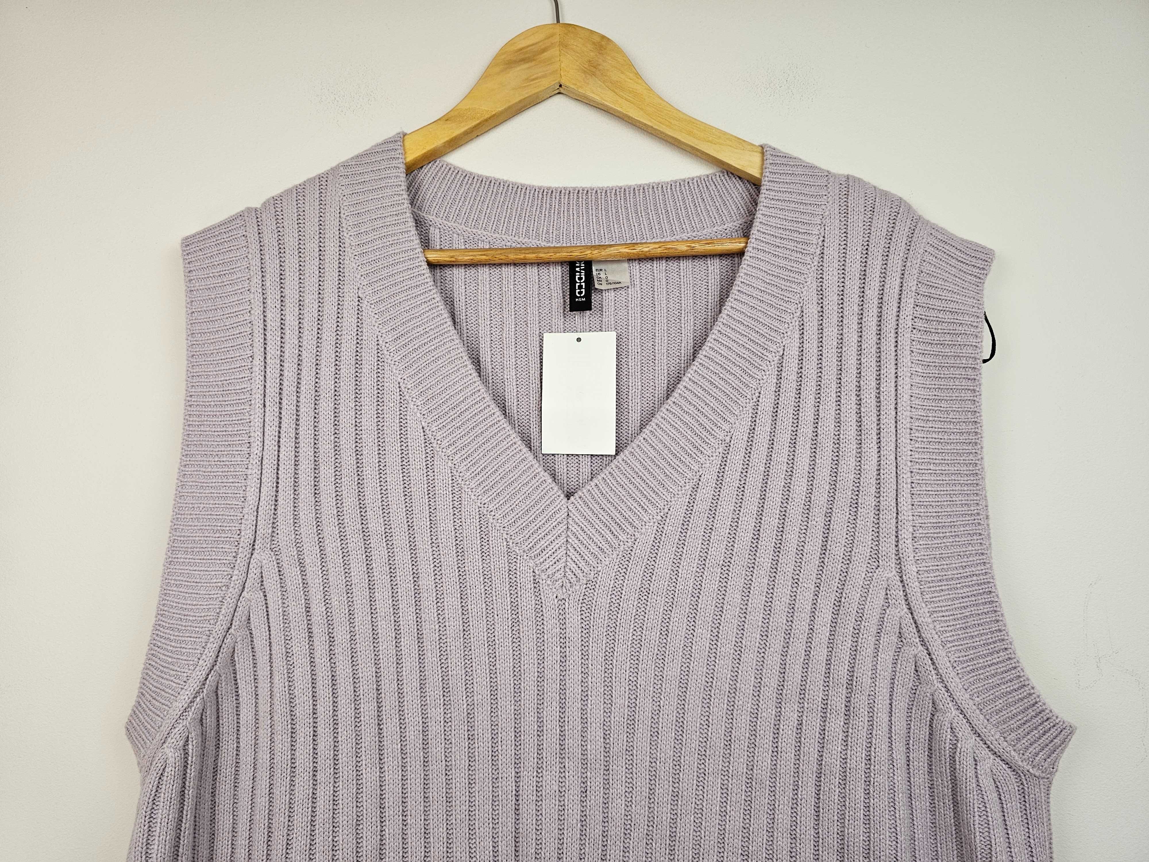 Liliowa kamizelka bezrękawnik sweter damska H&M r. 40/42 Nowy