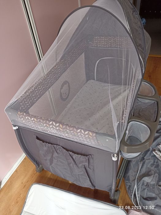 Łóżeczko Lionelo Sven Plus Grey Scandi +materac Ikea i 2 prześcieradła