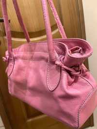 Рожева сумка з натуральної шкіри/шкіряна сумка