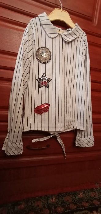 Класснючий комплект блуза рубашка юбка девочке 7-8лет