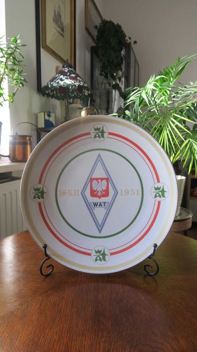 UNIKAT! Ćmielów talerz porcelana WAT Wojskowa Akademia Techniczna 1951
