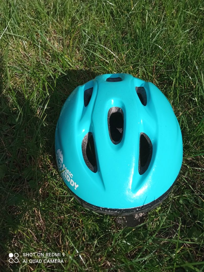 Kask dziecięcy b'twin Basic kiedy, niebieski, rowerowy, Decathlon, tan