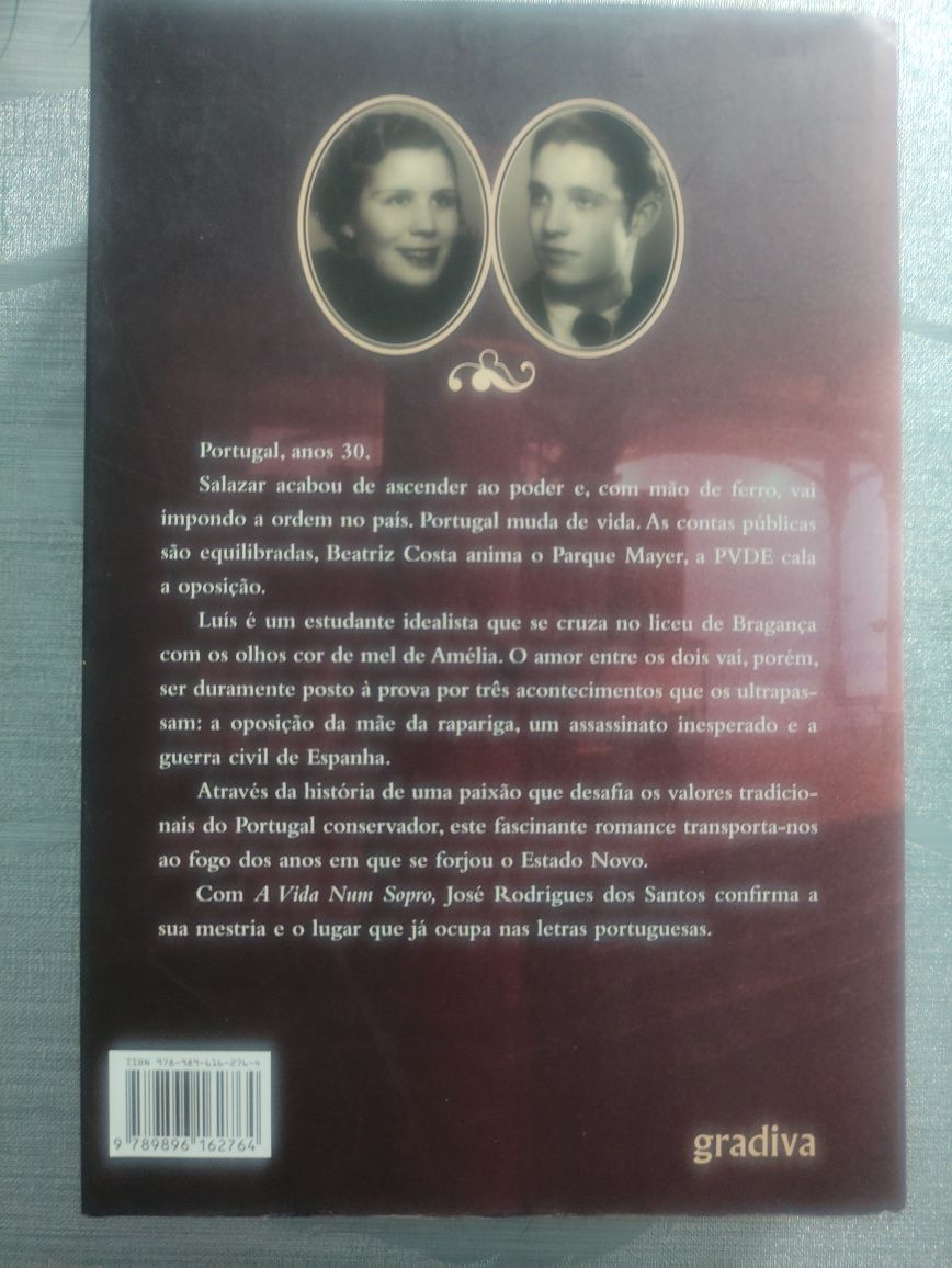 Livro A vida num sopro, de José Rodrigues dos Santos