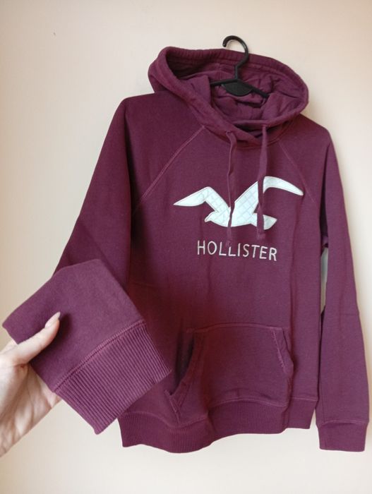 Fioletowa bawełniana bluza z kapturem, Hollister, rozmiar M