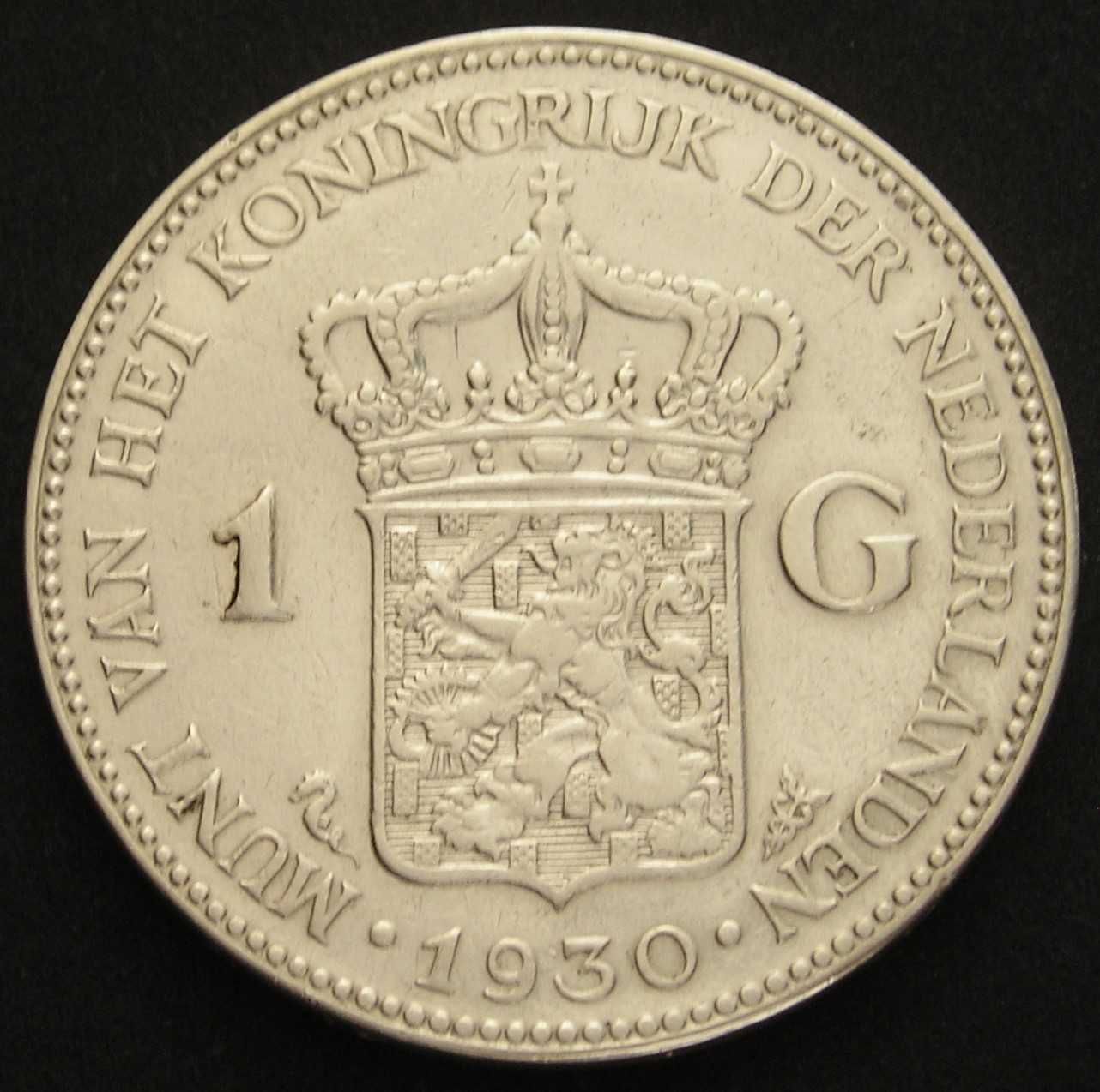 Holandia 1 gulden 1930 - królowa Wilhelmina - srebro