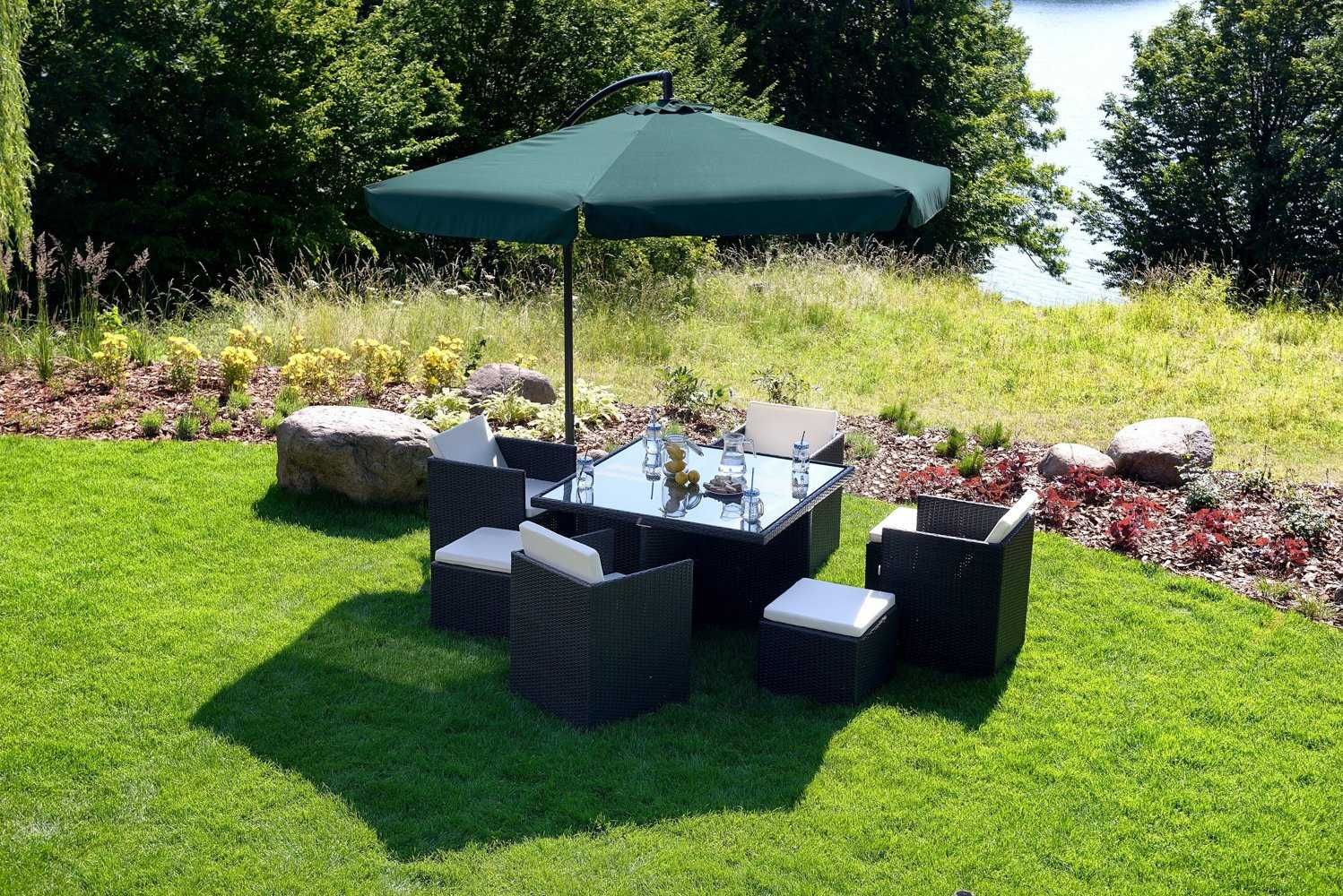 Duży Parasol Ogrodowy 350cm Przeciwsłoneczny 3m na Wysięgniku Regulacj