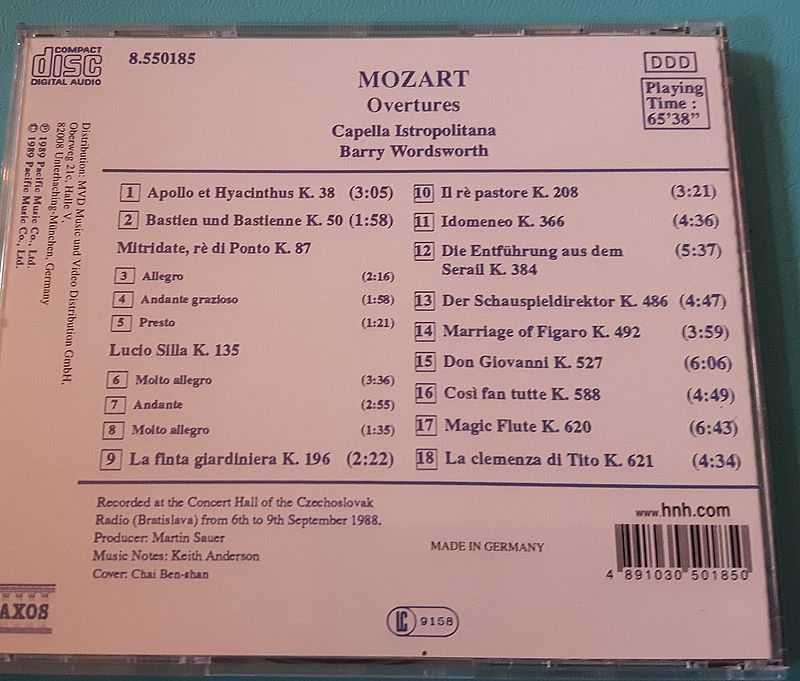 CD Mozart Ouverturen, Tanze, Divertimenti 3xCD