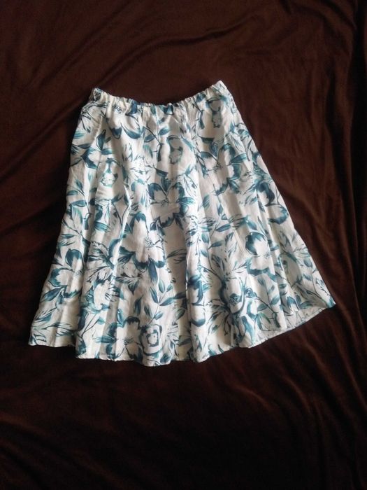 Spódnica w kwiaty letnia wiosenna biała niebieska lato retro vintage