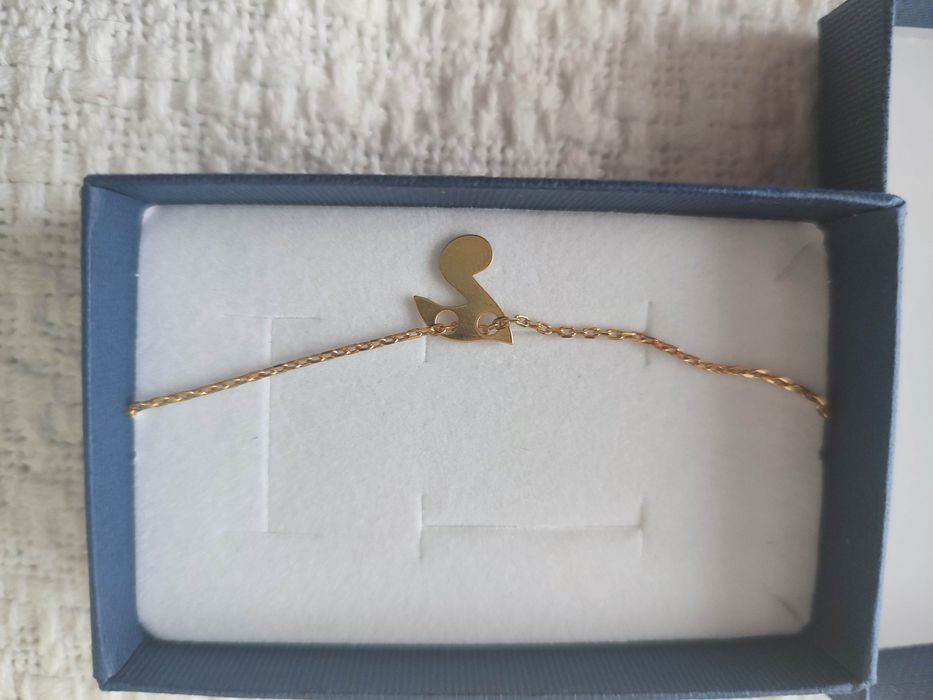 Nowa Srebrna pozłacana bransoletka nutka