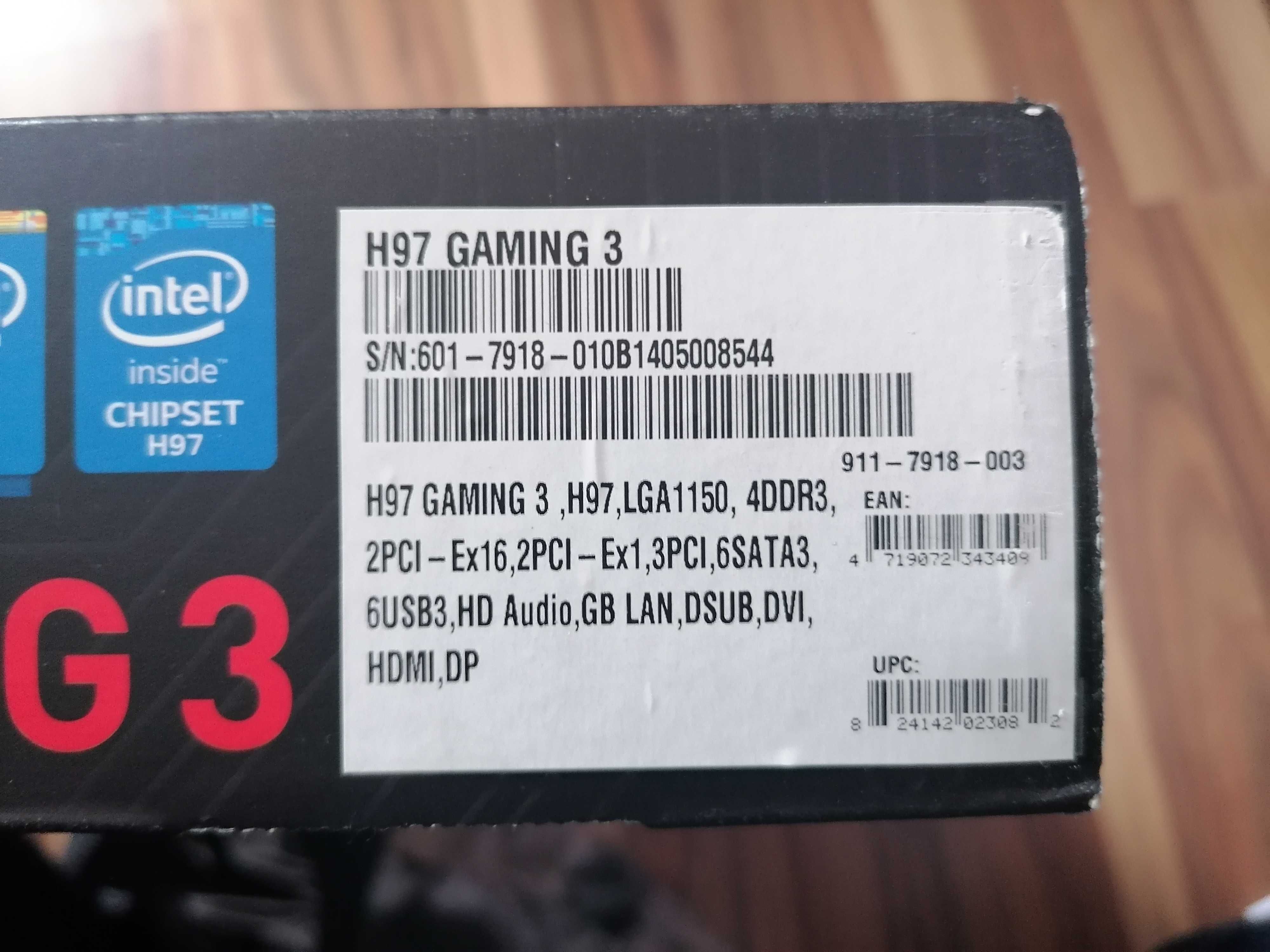 Płyta główna MSI H97 GAMING 3 i5-4670k RAM 8GB