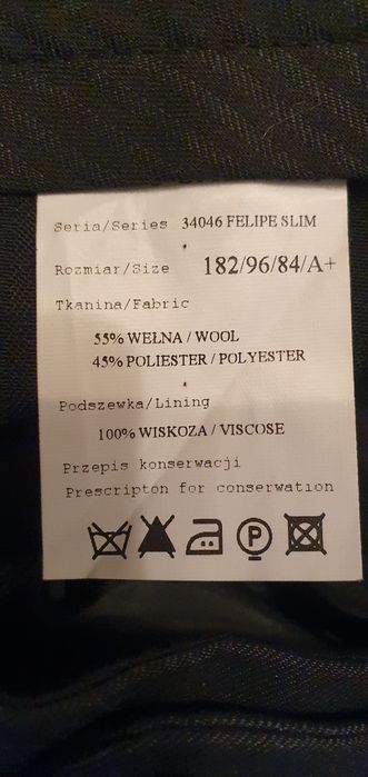 Garnitur Męski Dino Salvani - slim -  ciemny grafit 182 cm