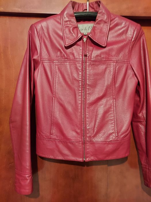 Casaca Bordeaux de pele da Cuir de Paris, tamanho S