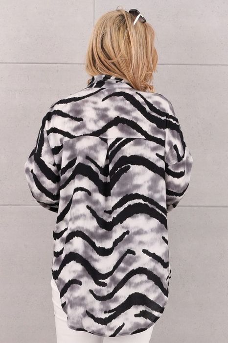 Luźna Koszula Duże Rozmiary Bawełniana Elegancka Asymetryczna Rozpinan