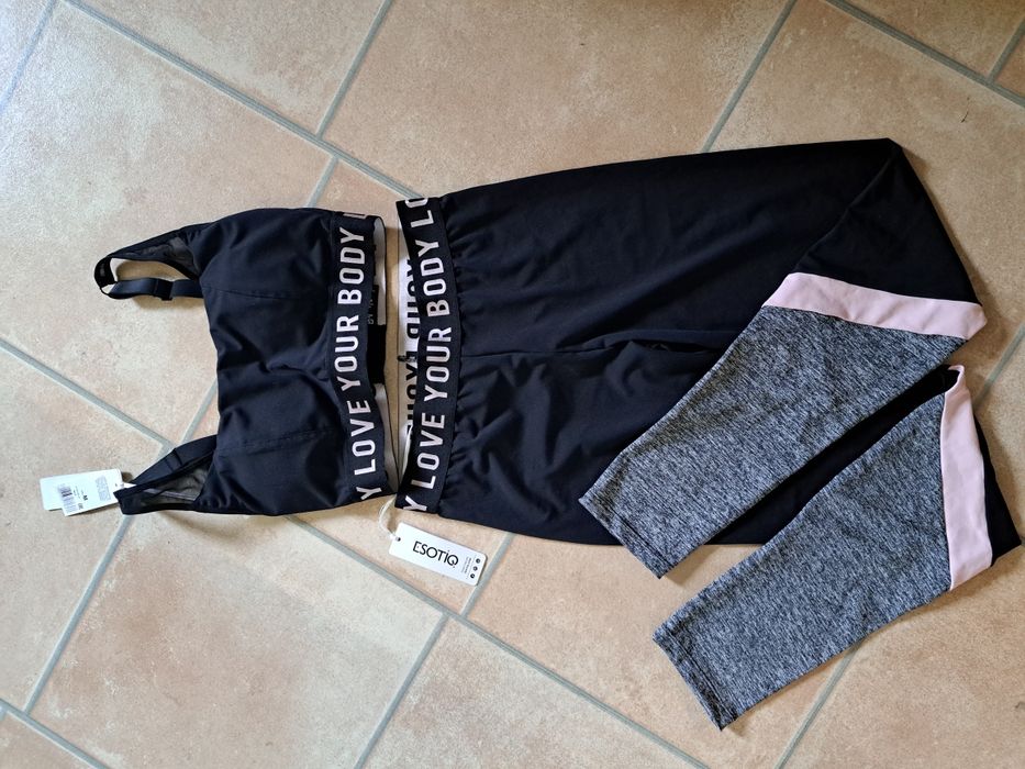 Nowy, Komplet sportowy ESTOIQ, TOP/BIUSTONOSZ + Leginsy M