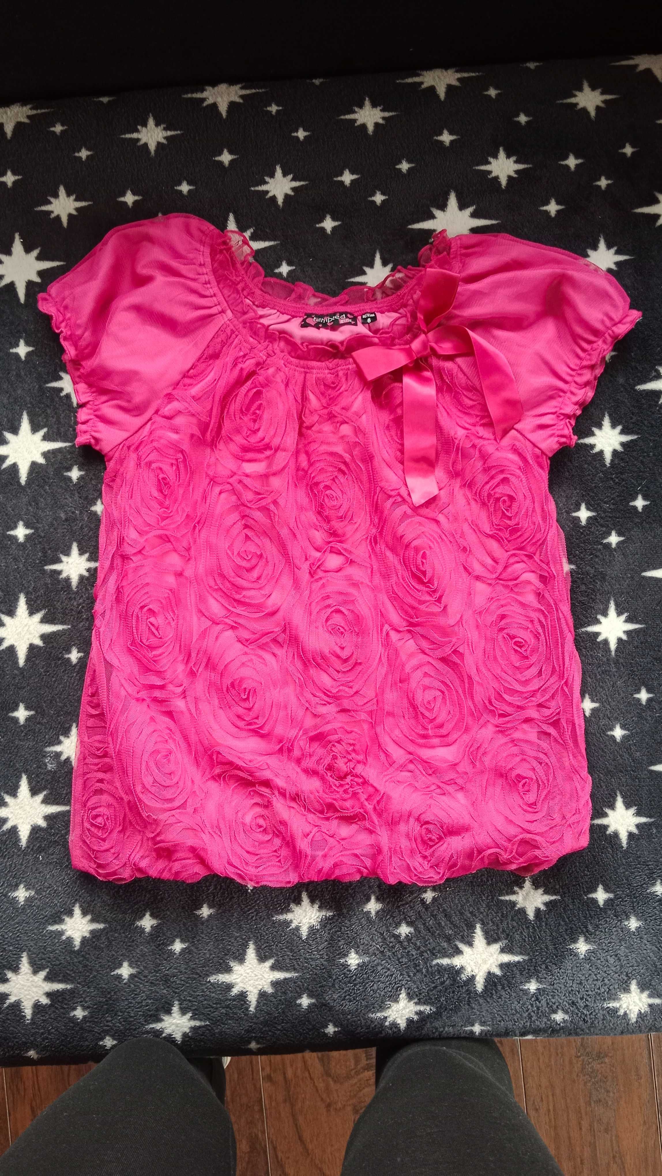 Różowa elegancka bluzeczka 116-122