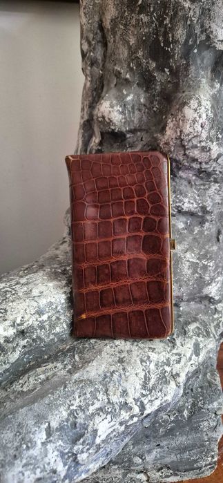 Stary skórzany portfel wizytownik glamour skóra węża prada gucci