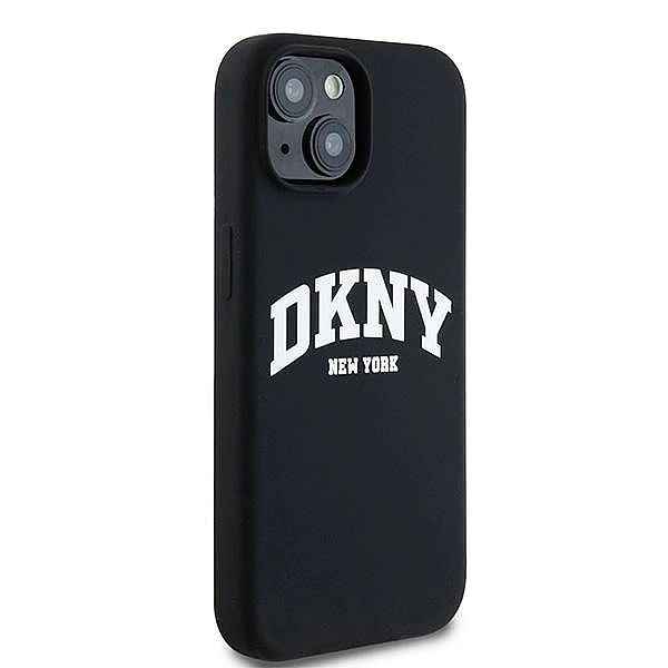 Etui DKNY Liquid Silicone White Printed Logo MagSafe na iPhone 15 Plus