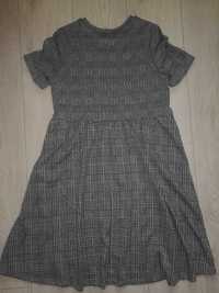 Sukienka dresowa w kratkę ciążowa trapezowa  xs s