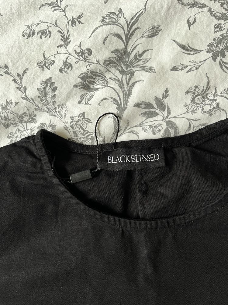 Bluzka z krótkim rękawem crop top boxy oversize goth 36 S