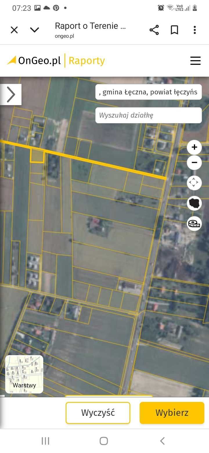 2 działki Podzamcze - gmina Łęczna
